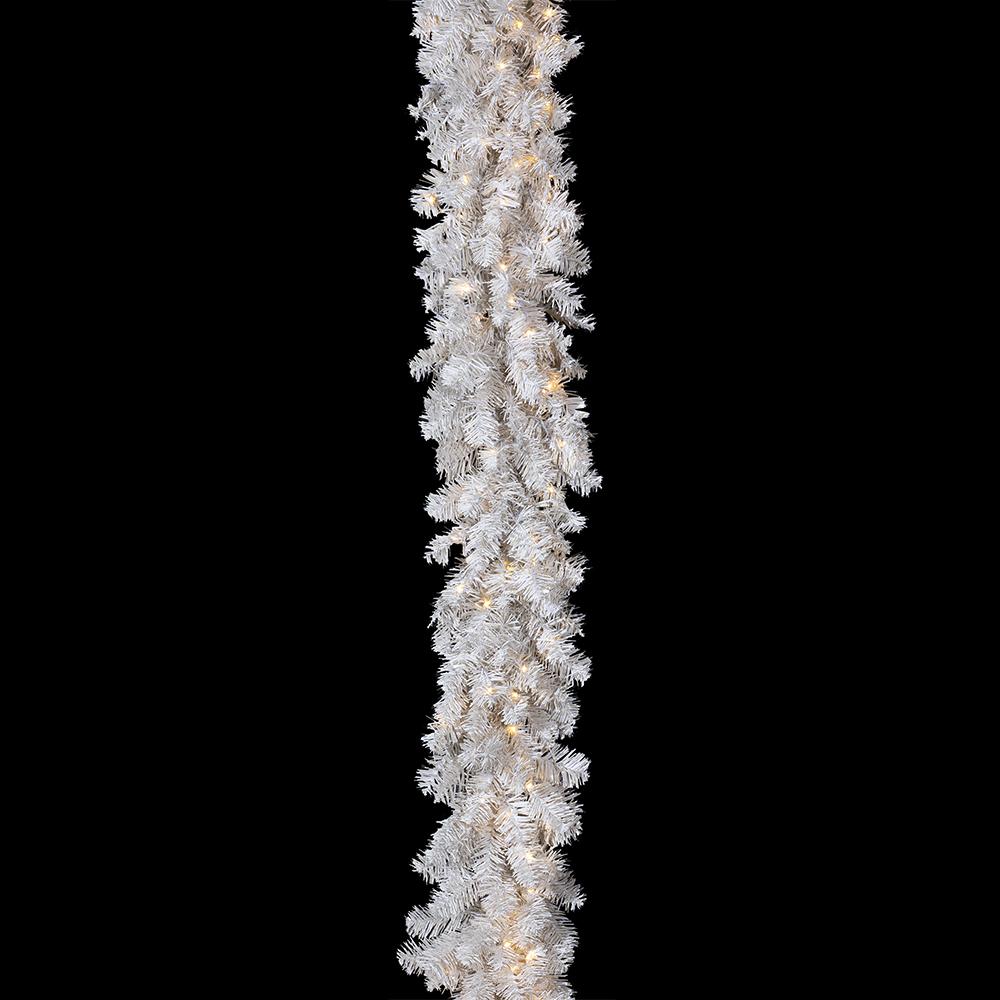 9'Lx12"W White Noble Garland, Micro LED Pre-Lit -White (Pack of 2) - Image 2