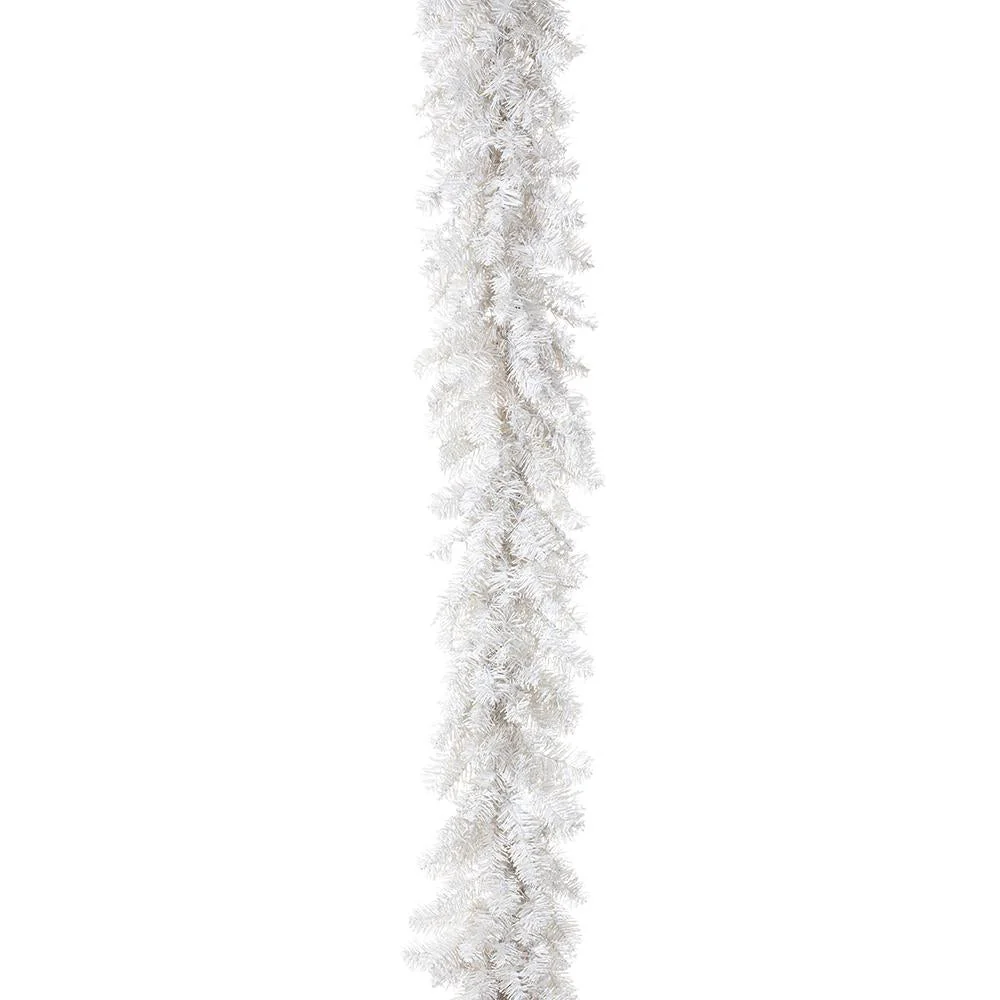 9'Lx12"W White Noble Garland, Micro LED Pre-Lit -White (Pack of 2) - Image 3