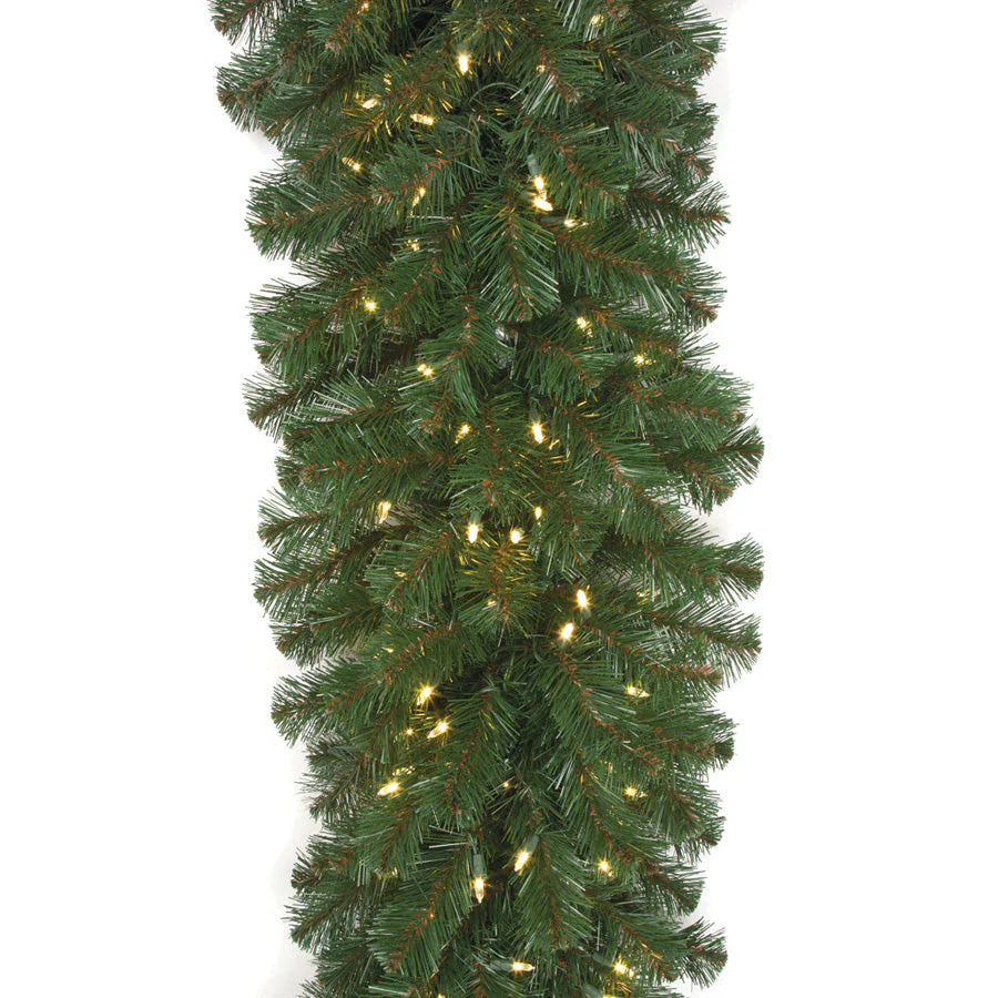 9'Lx24"W Virginia Pine Artificial Garland, LED Pre-Lit -Green (Pack of 2)