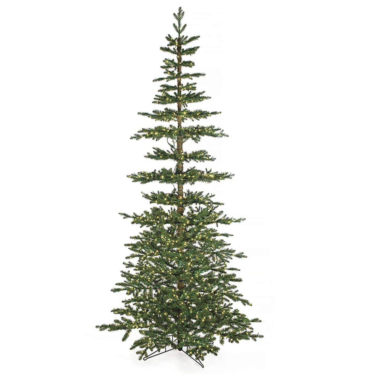 9'x55"W PE Slim Hartford Artificial Christmas Tree, Micro LED Pre-Lit -Green